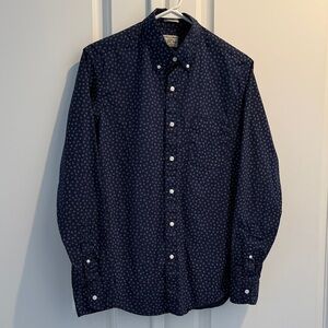 J. Crew Dark Blue Patterned Button-Down Shirt, Size S